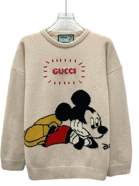 H32179 Gucci x Disney joint khaki Mickey Mouse knitted sweater S size 99 new